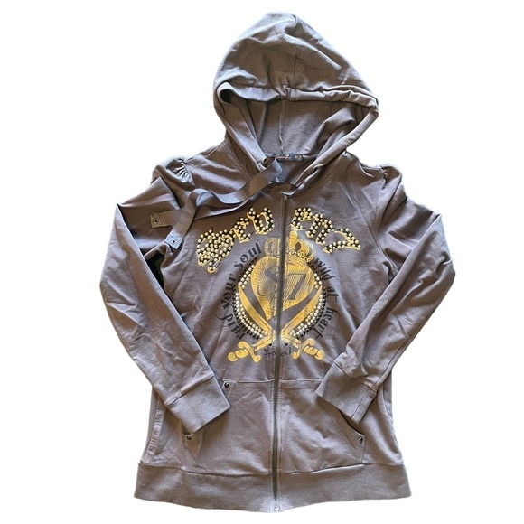 Seven 7 Women’s‎ Wild At heart Raid Your Soul Graphic Hoodie Medium Grey - Picture 1 of 10